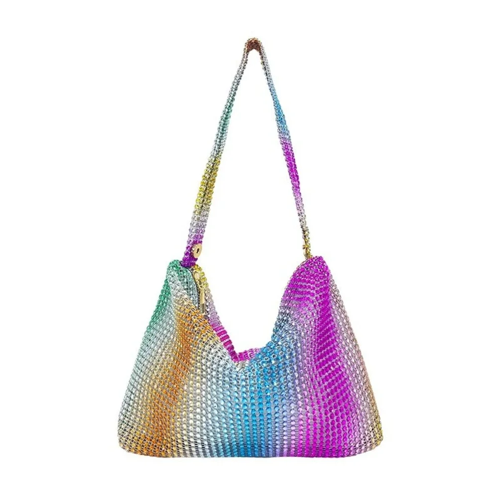 Sparkly Rainbow Rhinestone Shoulder Bag Women's Glam‎ Evening Clutch Purse